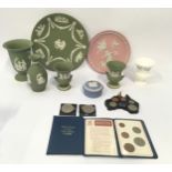 Collection of Wedgwood chinaware to include mainly Jasperware together with British coins.