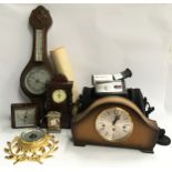 Mixed lot to include clocks, barometers and a video camera.