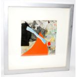 Alistair Grant "Le Tourquet" gouache and collage medium signed bottom right 40x40cm