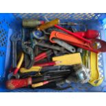 Various tools found here in a large plastic box - plastic tray and tool box.