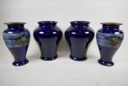 Two pairs of Royal Doulton vases, largest 9" high