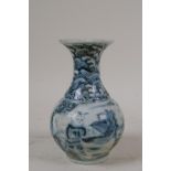 A Chinese blue and white porcelain vase with a flared rim, decorated with boys in a garden, 6