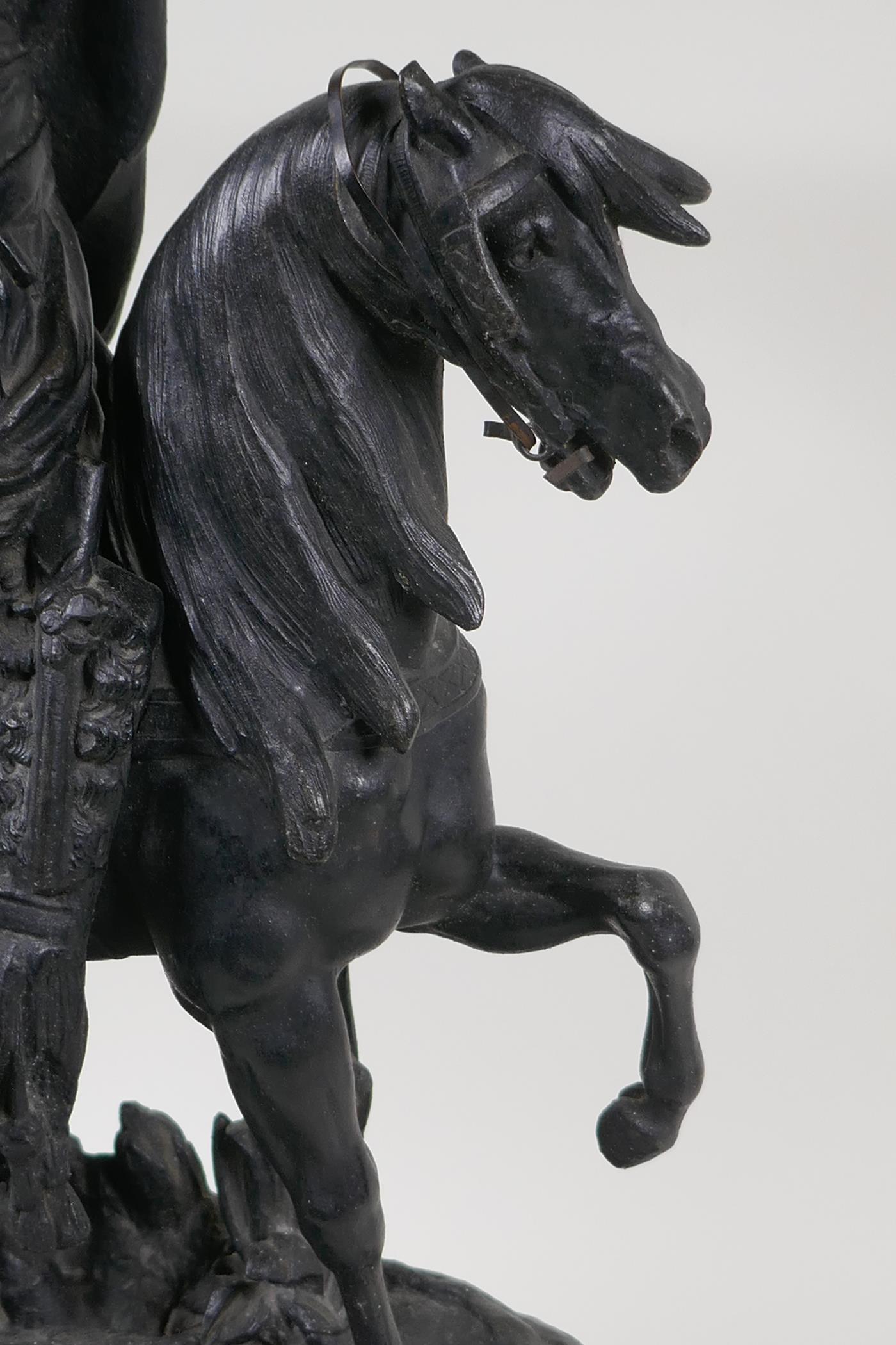 A bronzed spelter figure of an Arab on horseback, 19" high - Image 5 of 12