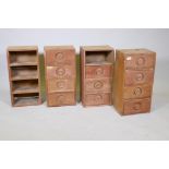 A set of four C19th painted pine flights of drawers, AF, incomplete, each 24" x 12" x 9"
