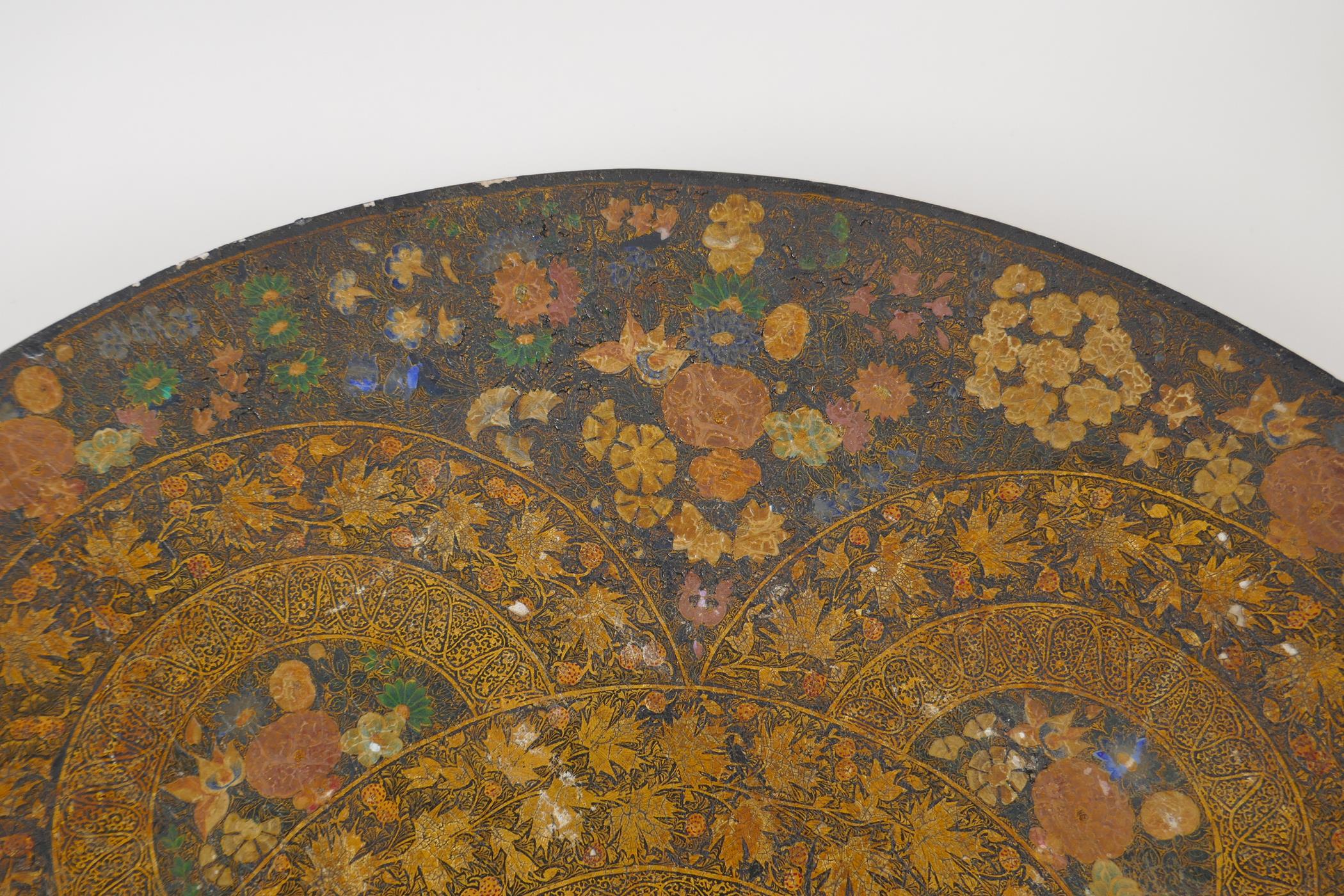 A Kashmir papier mache charger with millefiori and gilt decoration, 15" diameter - Image 5 of 13