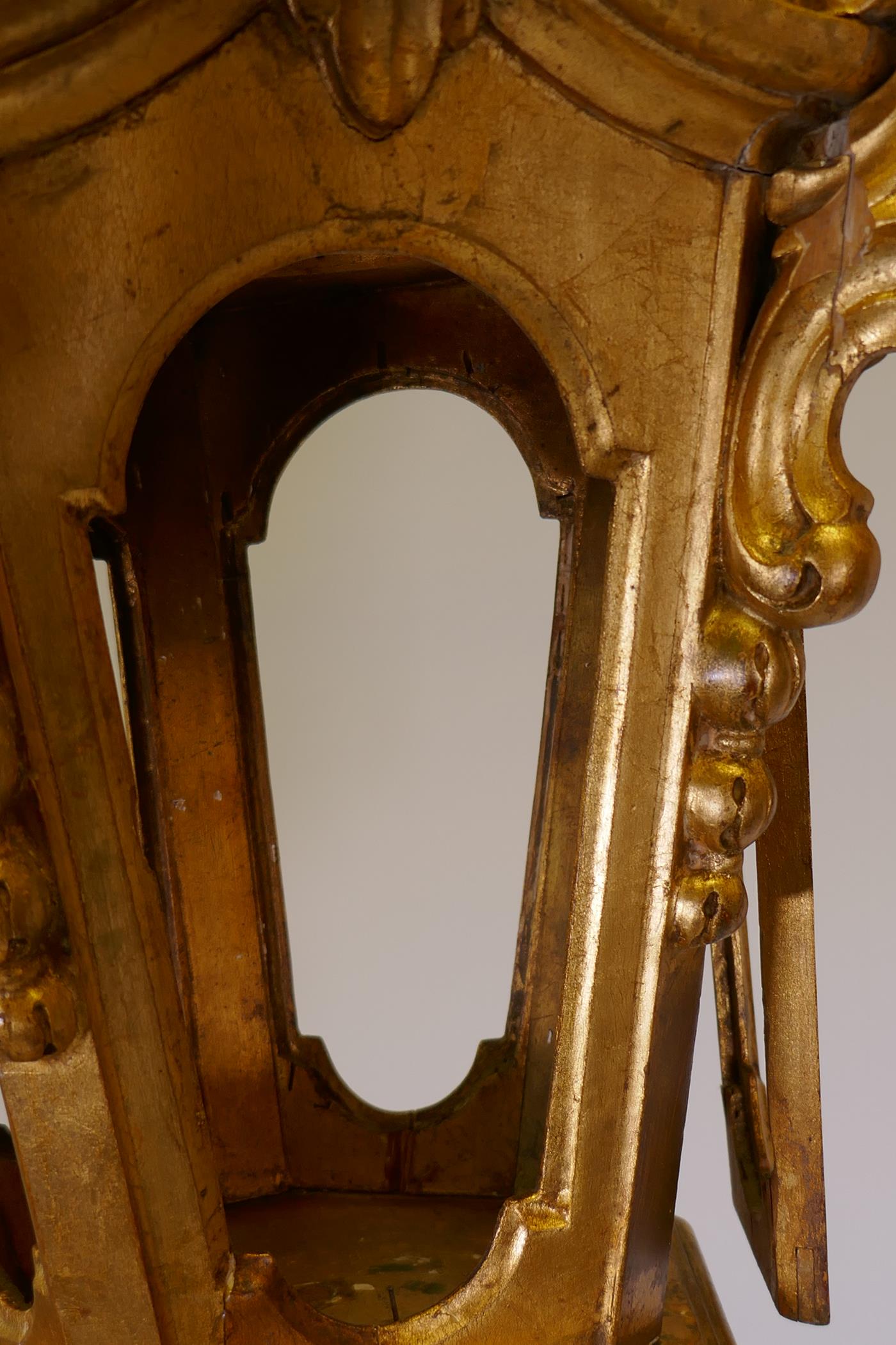 Italian giltwood floor lamp in the form of a lantern, mid C20th, 77" high - Image 5 of 5