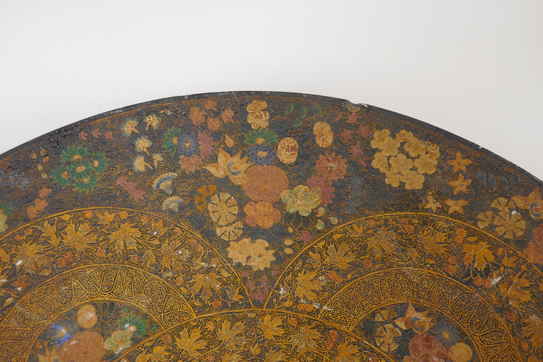 A Kashmir papier mache charger with millefiori and gilt decoration, 15" diameter - Image 6 of 13