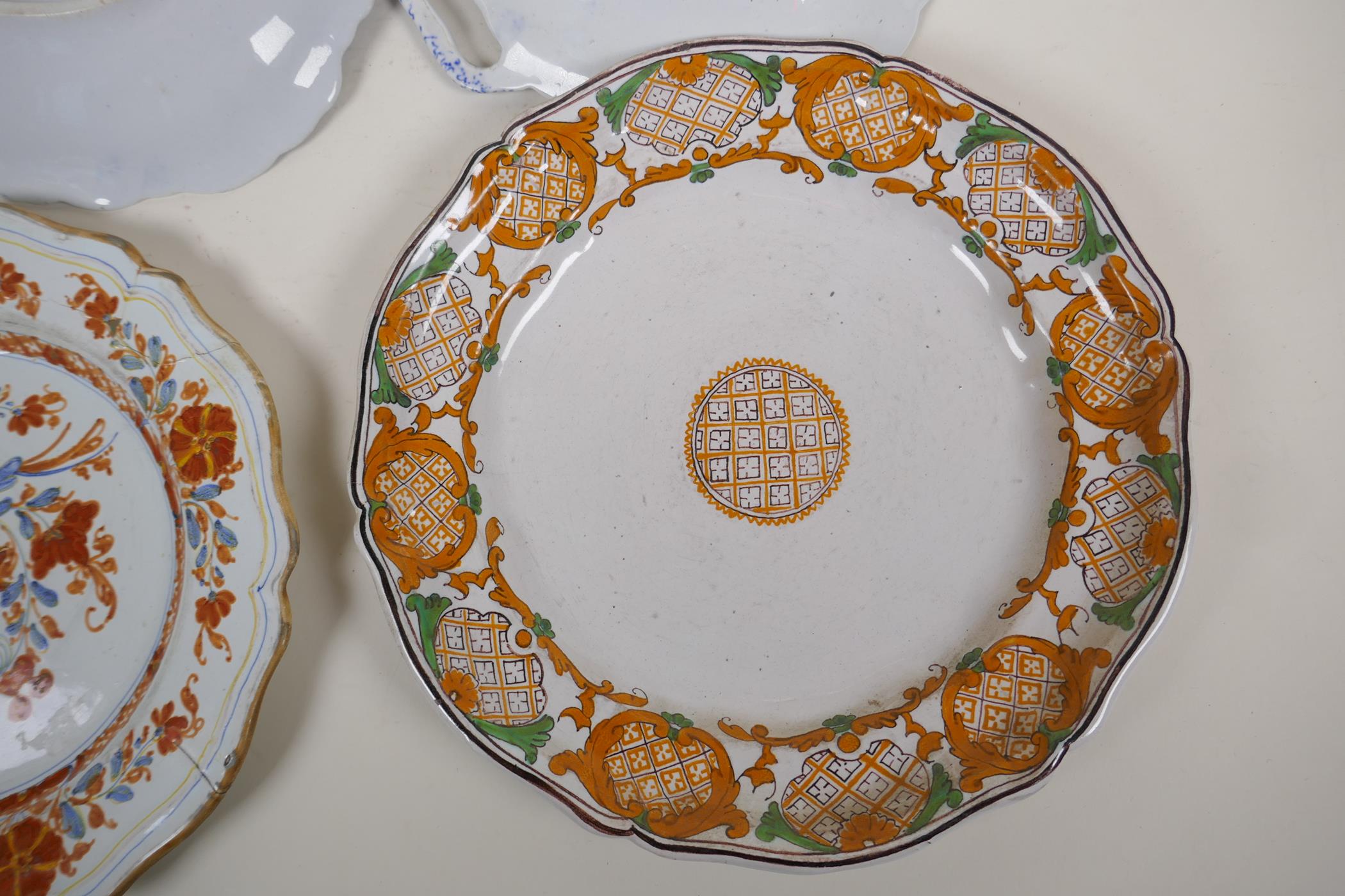 Two C19th Hicks and Meigh blue and white leaf shaped porcelain serving dishes, 8" diameter, and - Image 18 of 18