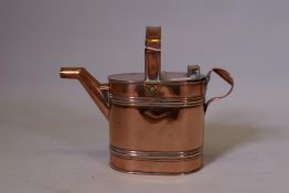 An antique 6 pint copper watering can, 11" high