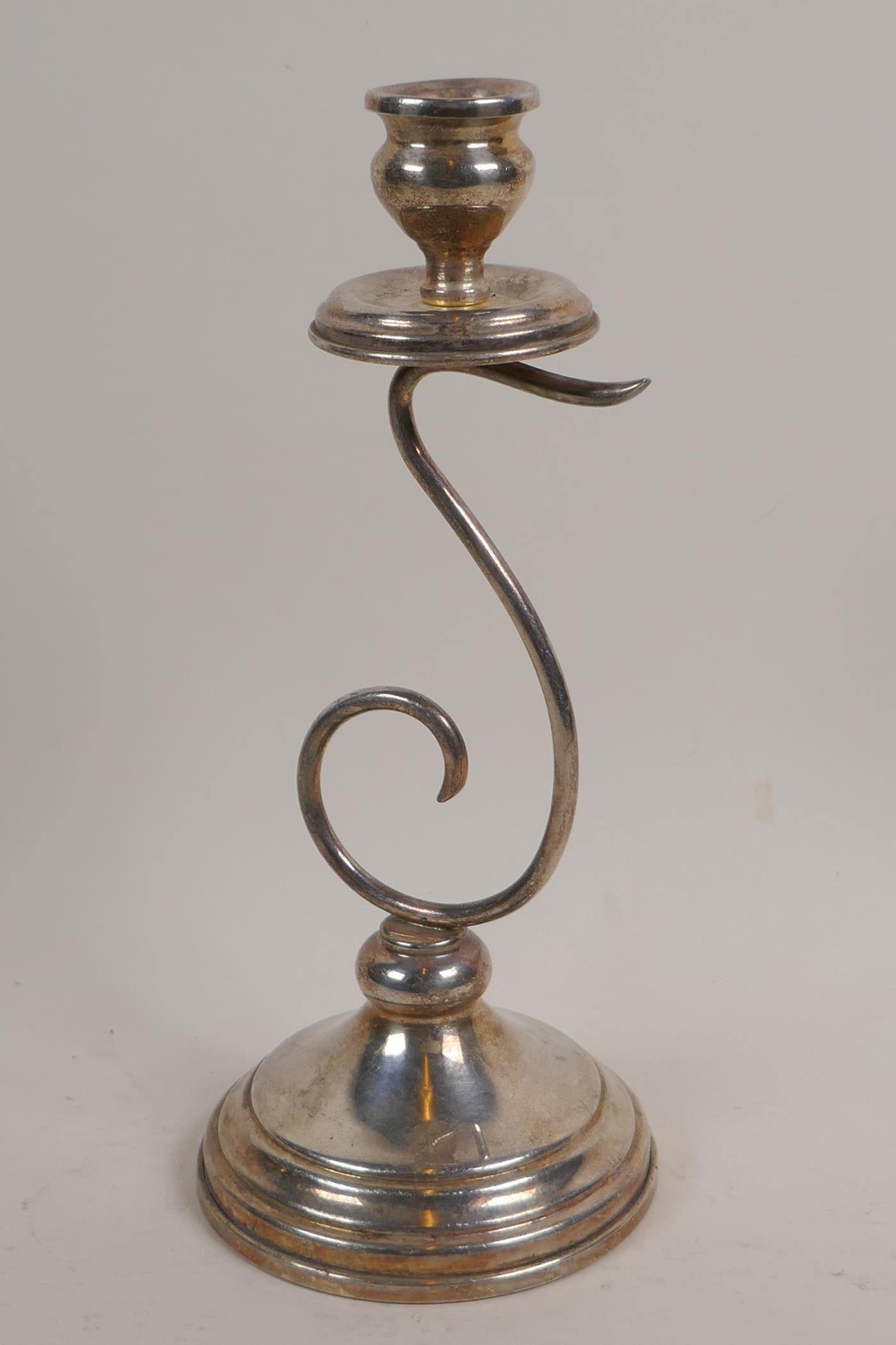 An Italian silver candlestick, 9" high, 162g - Image 2 of 4