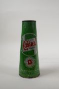 A vintage Wakefield Castrol conical gear oil can, unopened, 8" high