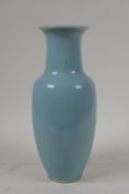 A Chinese Ru ware style porcelain vase, 10" high