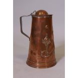 A Joseph Sankey & Sons 3 pint copper jug with Art Nouveau decoration, impressed to base, JS & SB,