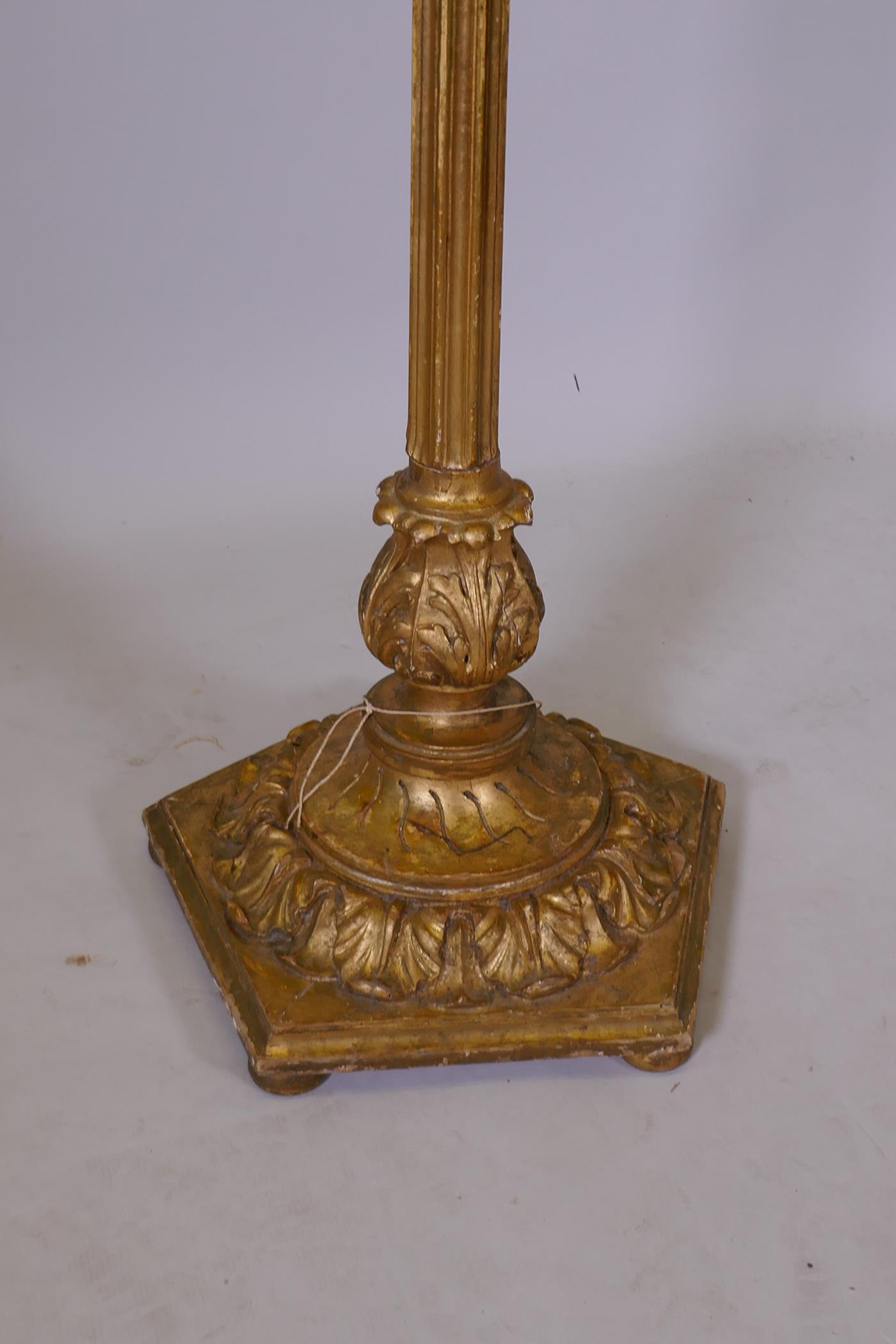 Italian giltwood floor lamp in the form of a lantern, mid C20th, 77" high - Image 2 of 5