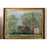 An early C19th wax diorama of the 1806 Derby winner 'Paris', AF for restoration, 10" x 7", in a good