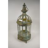 A twelve sided metal and glass garden lantern, 24" high