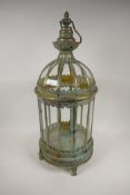 A twelve sided metal and glass garden lantern, 24" high