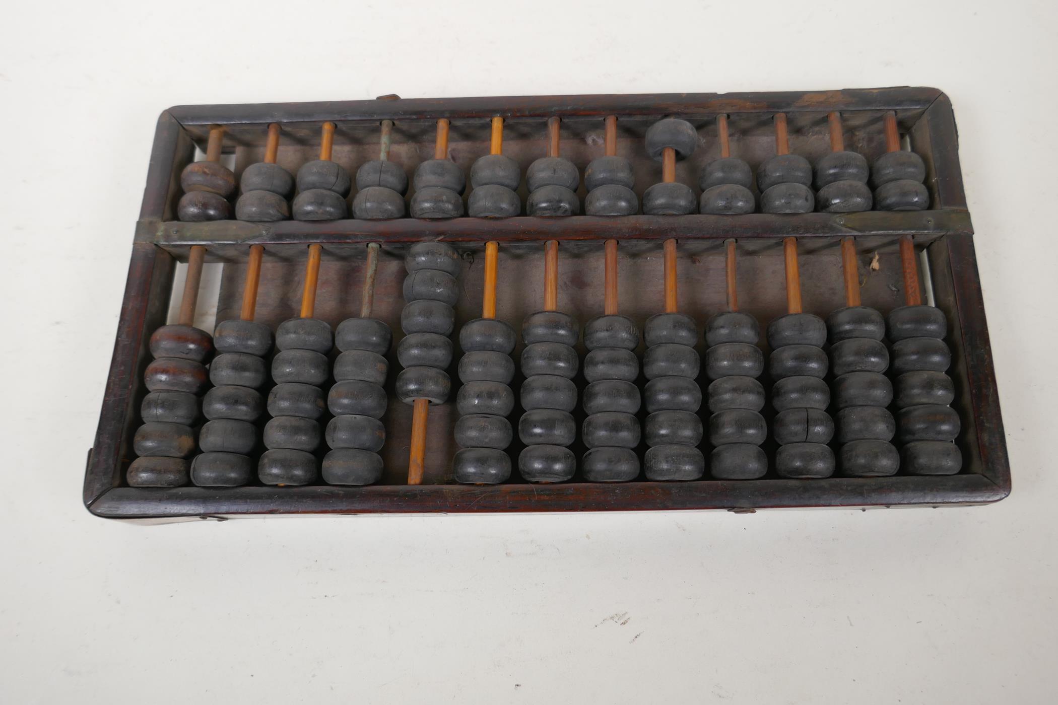 A Chinese wooden abacus, AF, 12" x 6" - Image 2 of 4