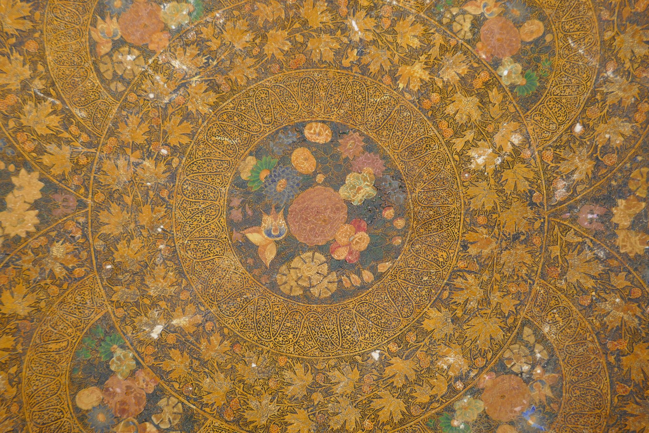 A Kashmir papier mache charger with millefiori and gilt decoration, 15" diameter - Image 3 of 13