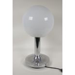 A mid C20th chrome and glass 'Globe' table lamp by Durlston Designs of Hersham, Surrey, part No