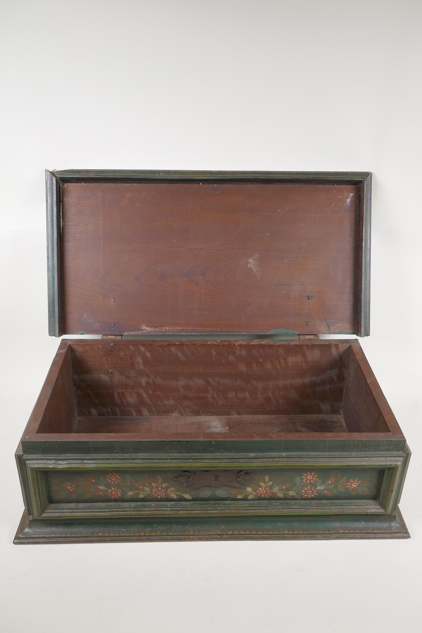 A C19th continental painted hardwood chest, 22" x 11", 7" high - Image 4 of 4