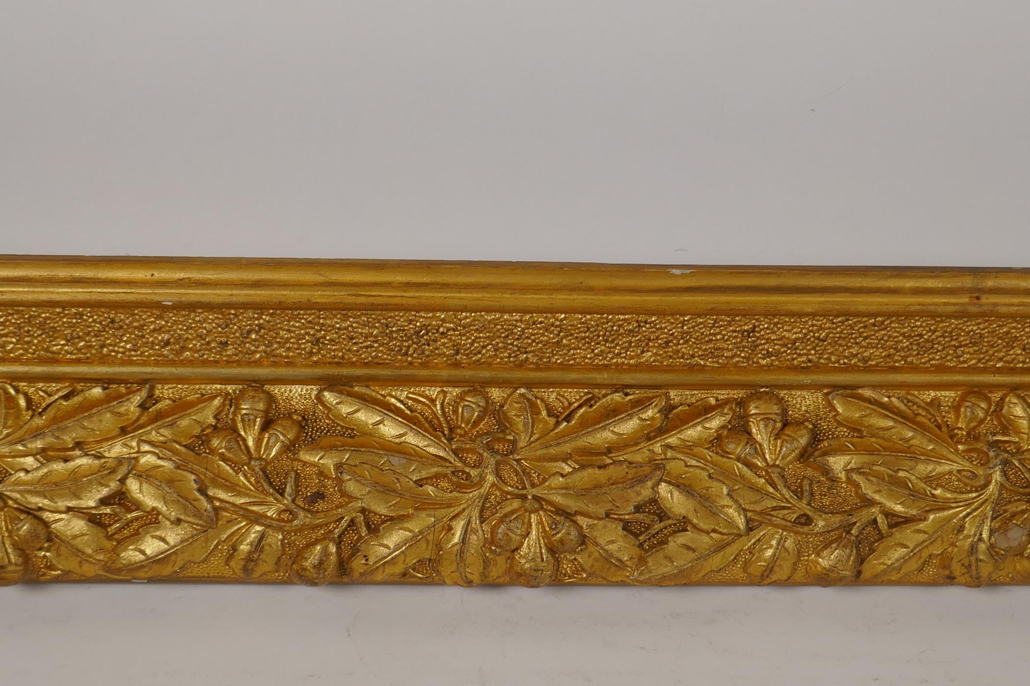 A C19th gilt composition picture frame, with leaf and fruit decoration, rebate 16" x 26" - Image 2 of 4