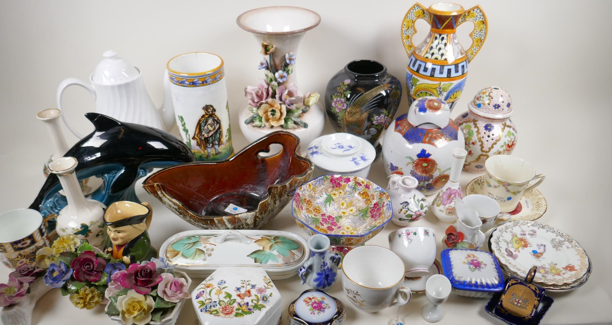 A quantity of decorative pottery and porcelain, mostly AF