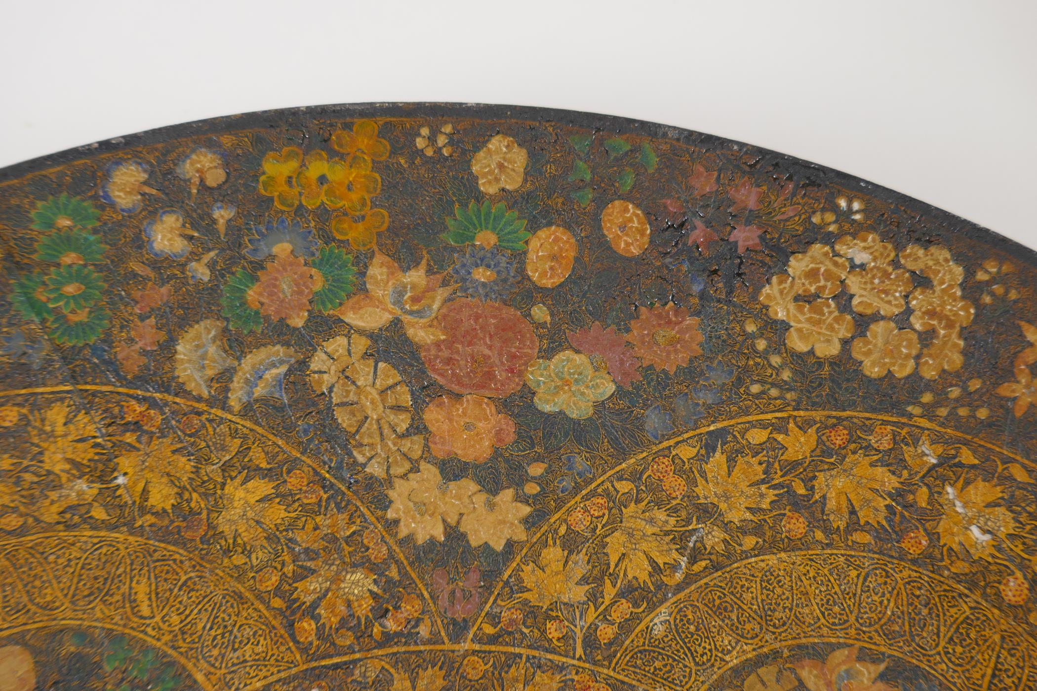 A Kashmir papier mache charger with millefiori and gilt decoration, 15" diameter - Image 7 of 13