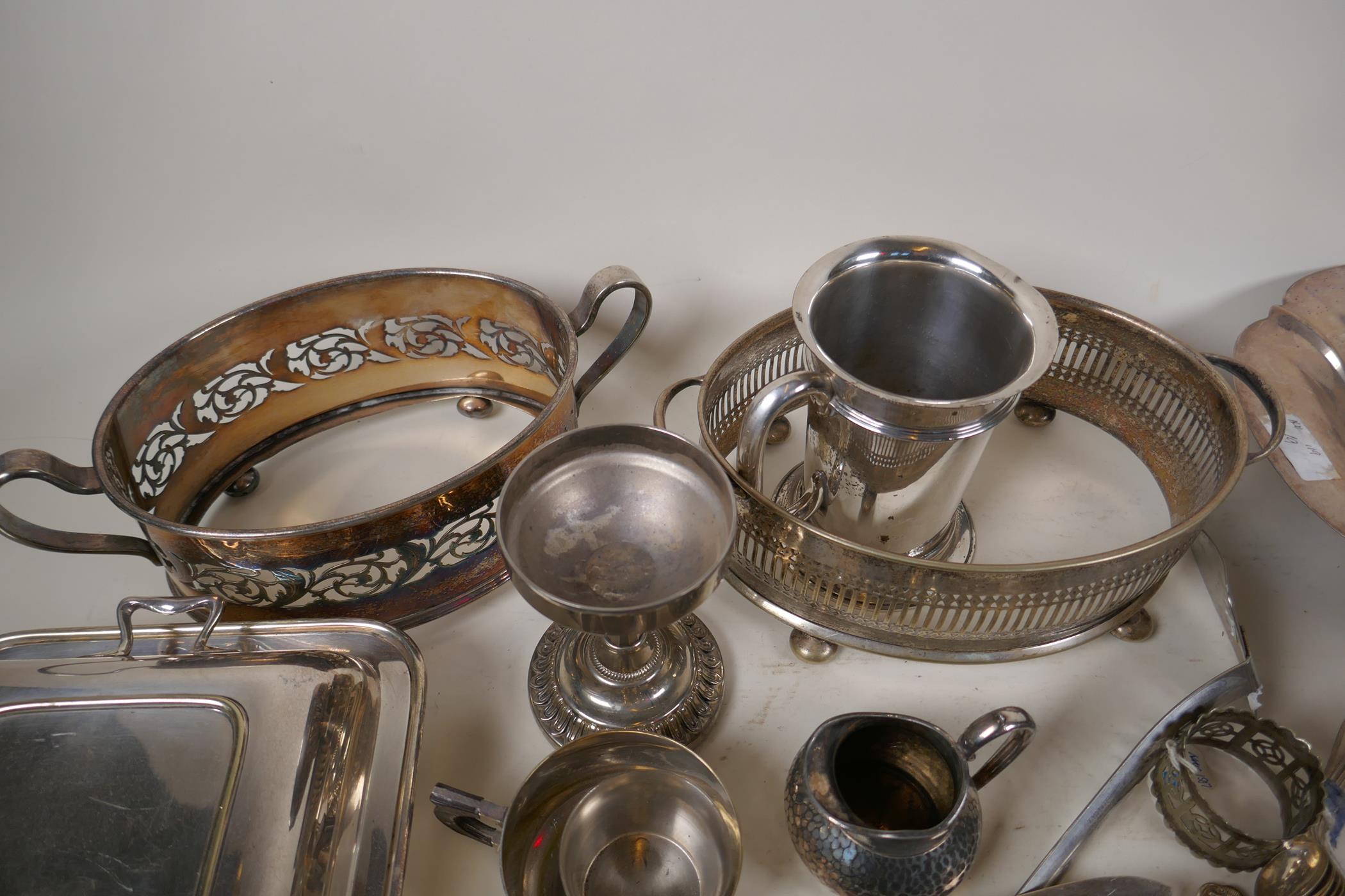 A quantity of silver and silver plated items including mirrors, flatware, coasters, Mappin & Webb - Image 4 of 7