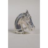 A silver plated horse's head vesta, 2"