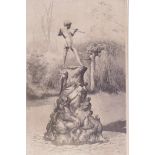 E.J. Maybery, Peter Pan, Kensington Gdns, London, signed and inscribed, 13" x 8"