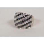 A stone set silver dress ring size P/Q