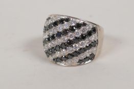 A stone set silver dress ring size P/Q