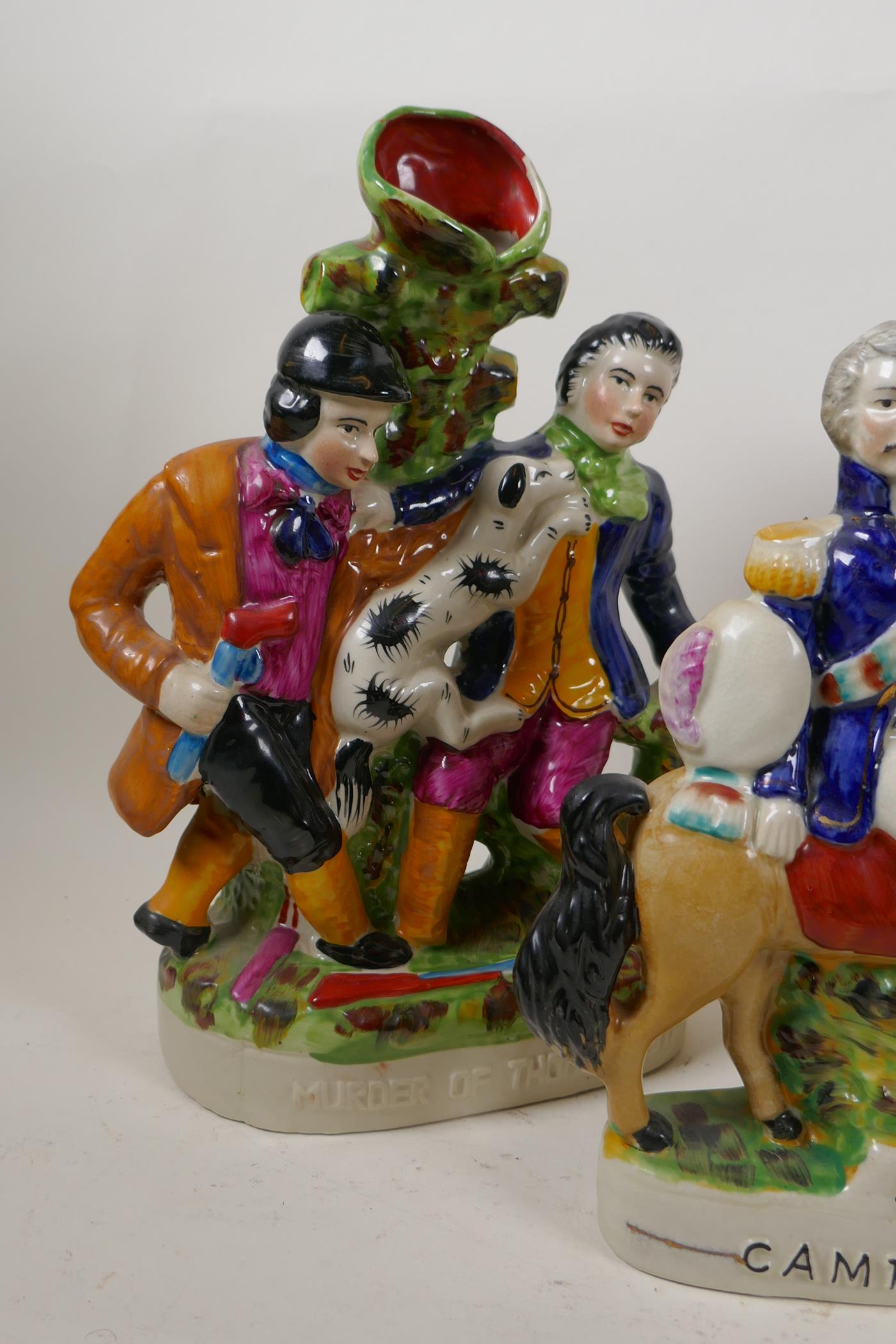 Six Staffordshire figures, Duchess, The Murder of Thomas Smith, Gin and Water, The Victory ( - Image 4 of 6