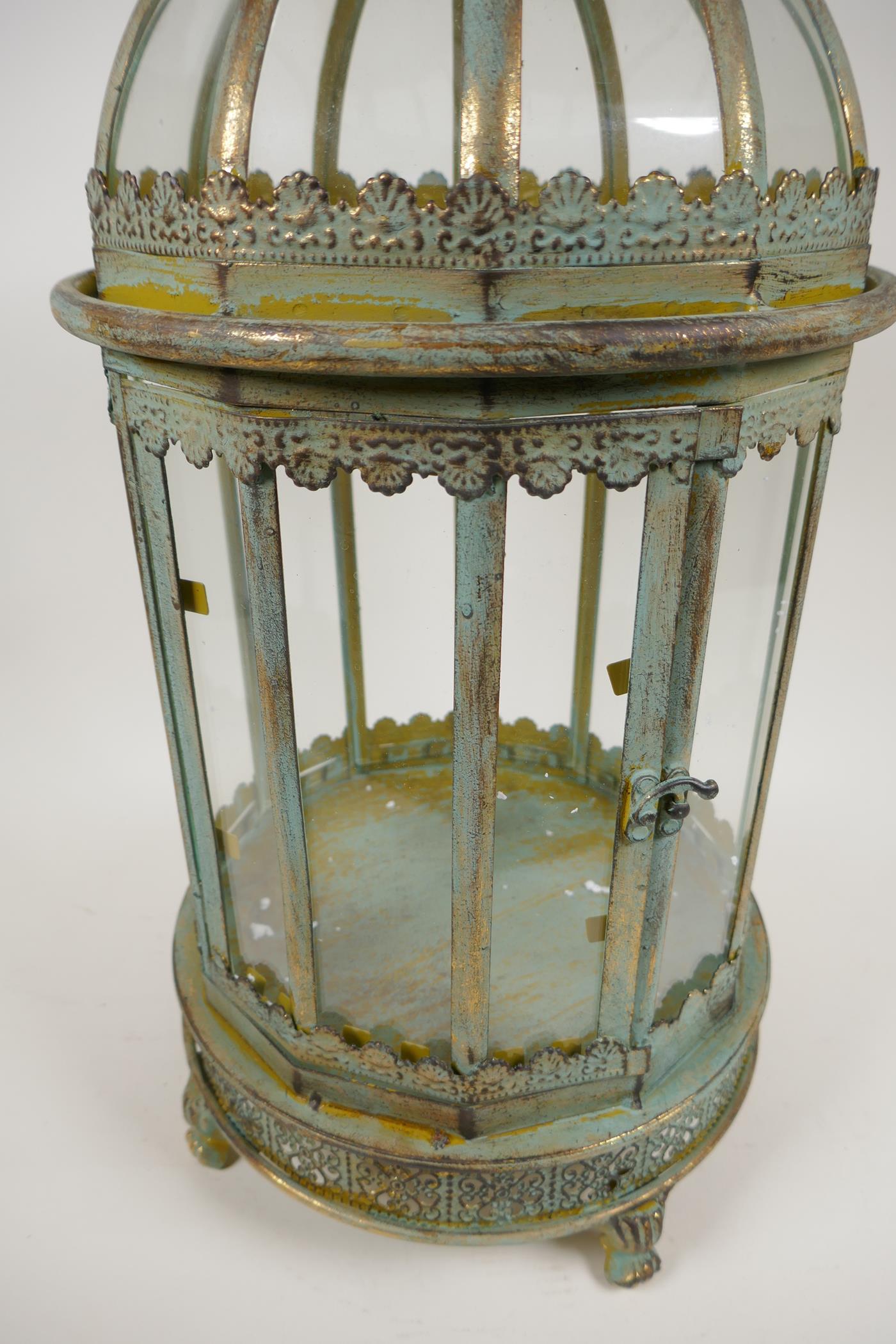 A twelve sided metal and glass garden lantern, 24" high - Image 3 of 3