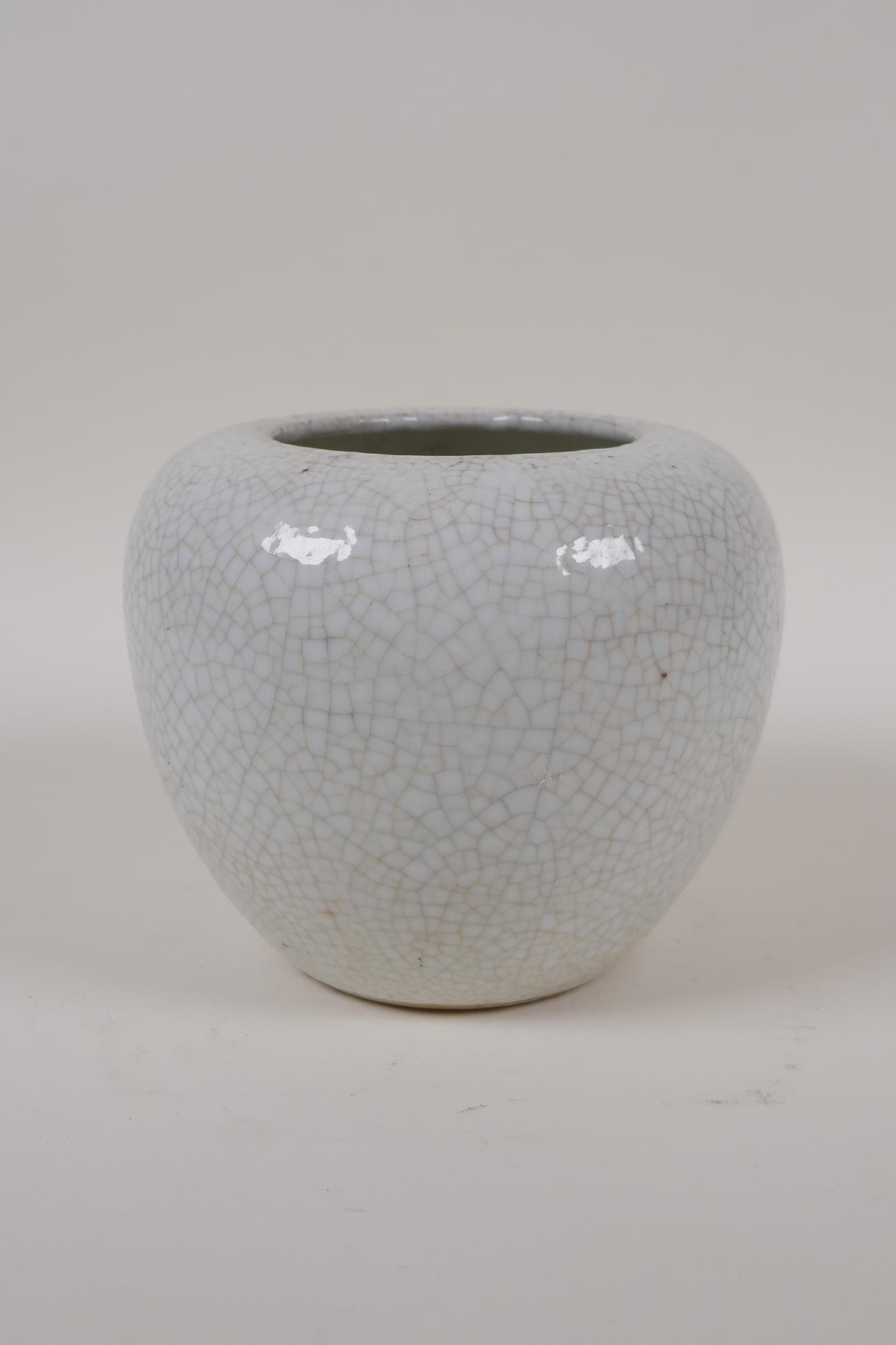 A Chinese cream crackleglazed porcelain jar, 5" high - Image 2 of 4