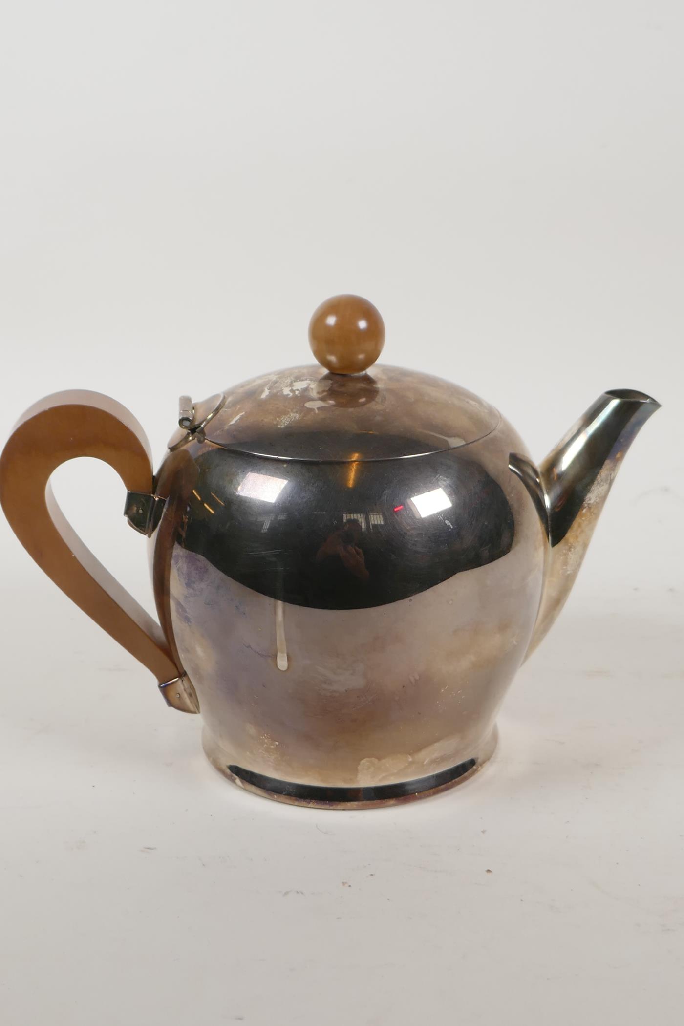 A Carlo Alessi silver plated bombe teapot, 6" high - Image 2 of 3