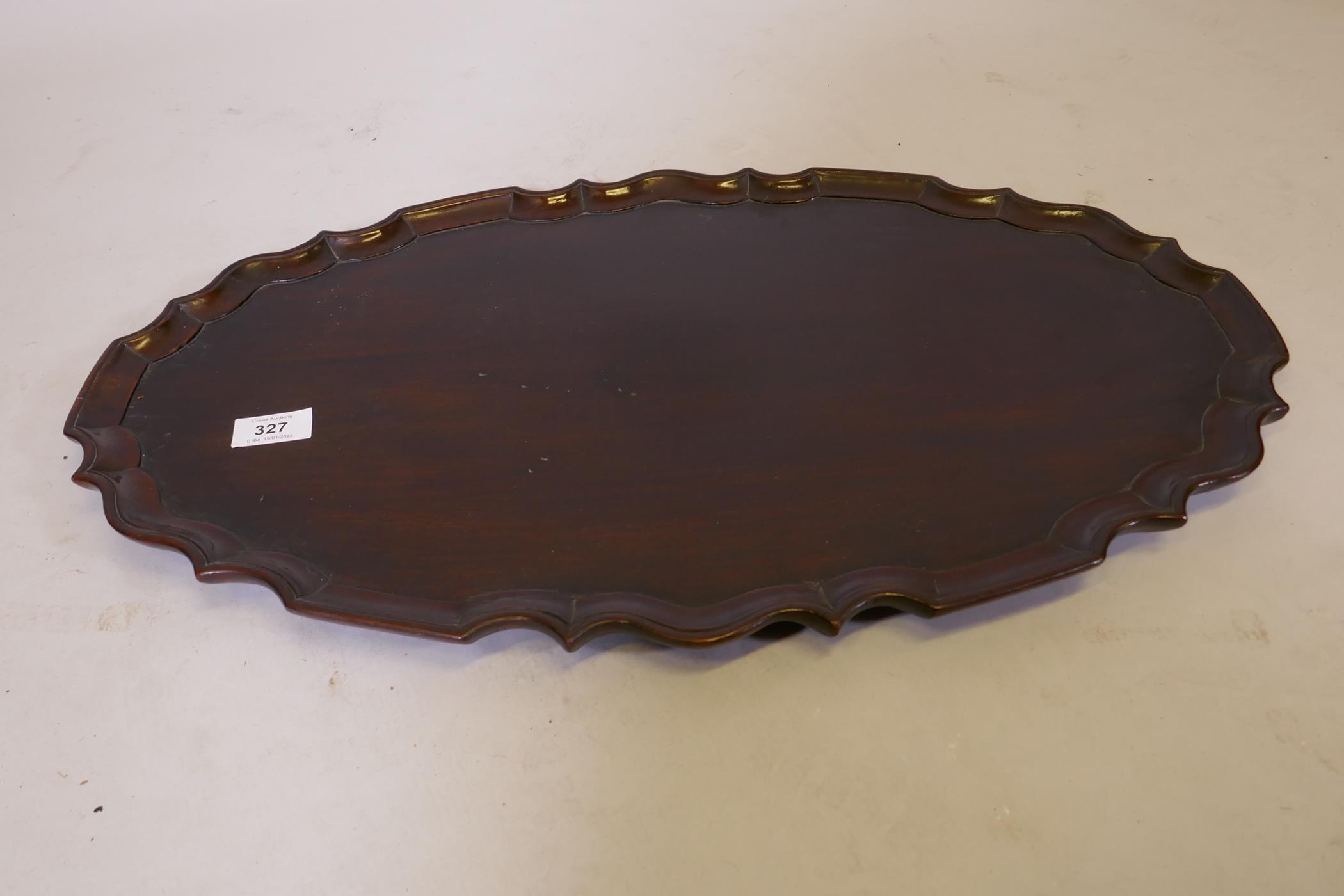 An antique mahogany tray with pie crust edge, 24" x 14" - Image 2 of 2