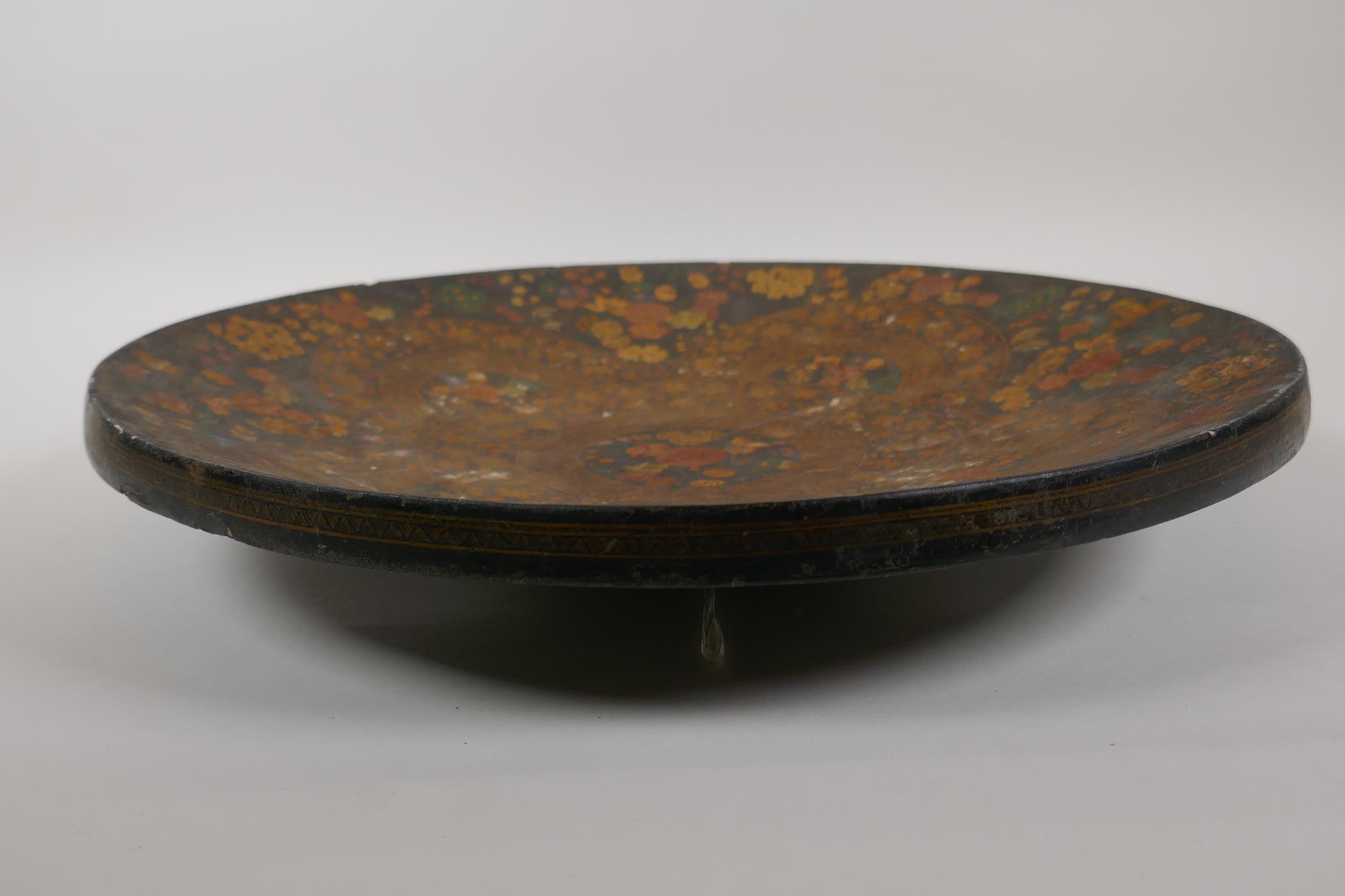 A Kashmir papier mache charger with millefiori and gilt decoration, 15" diameter - Image 8 of 13