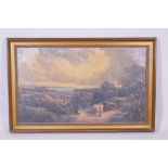 A good gilt wood picture frame, housing a glazed Constable print on canvas, 40" x 24"
