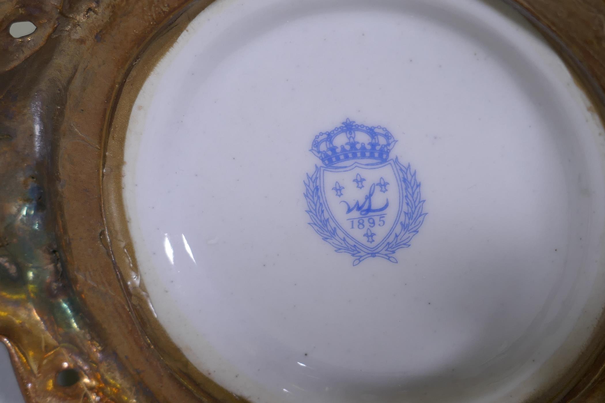 A pair of porcelain parrot candlesticks with brass mounts, decorated in bright enamels, marked to - Image 8 of 8