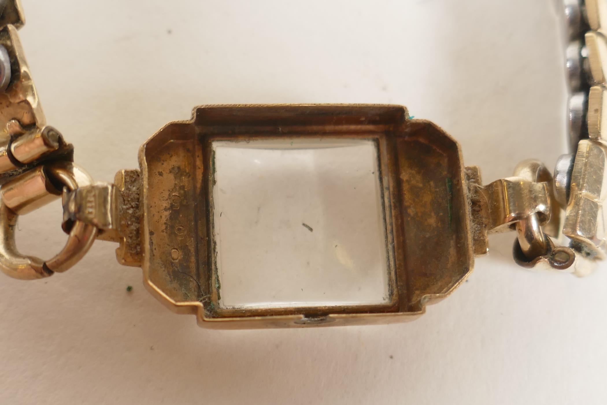 A lady's 9ct gold vintage watch with gold plated strap and another on 9ct gold strap, 17g with - Image 8 of 9