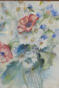 Still life of poppies and daisies, indistinctly initialled, watercolour, 18" x 22"