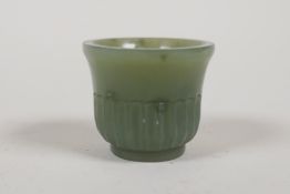 An Indian miniature spinach jade cup, 1" high