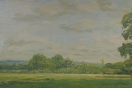 Robin Guthrie, landscape, inscribed verso 'A Sussex landscape', signed, oil on canvas, 18" x 26"