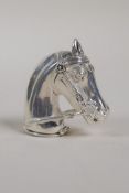 A silver plated horse's head vesta, 2"