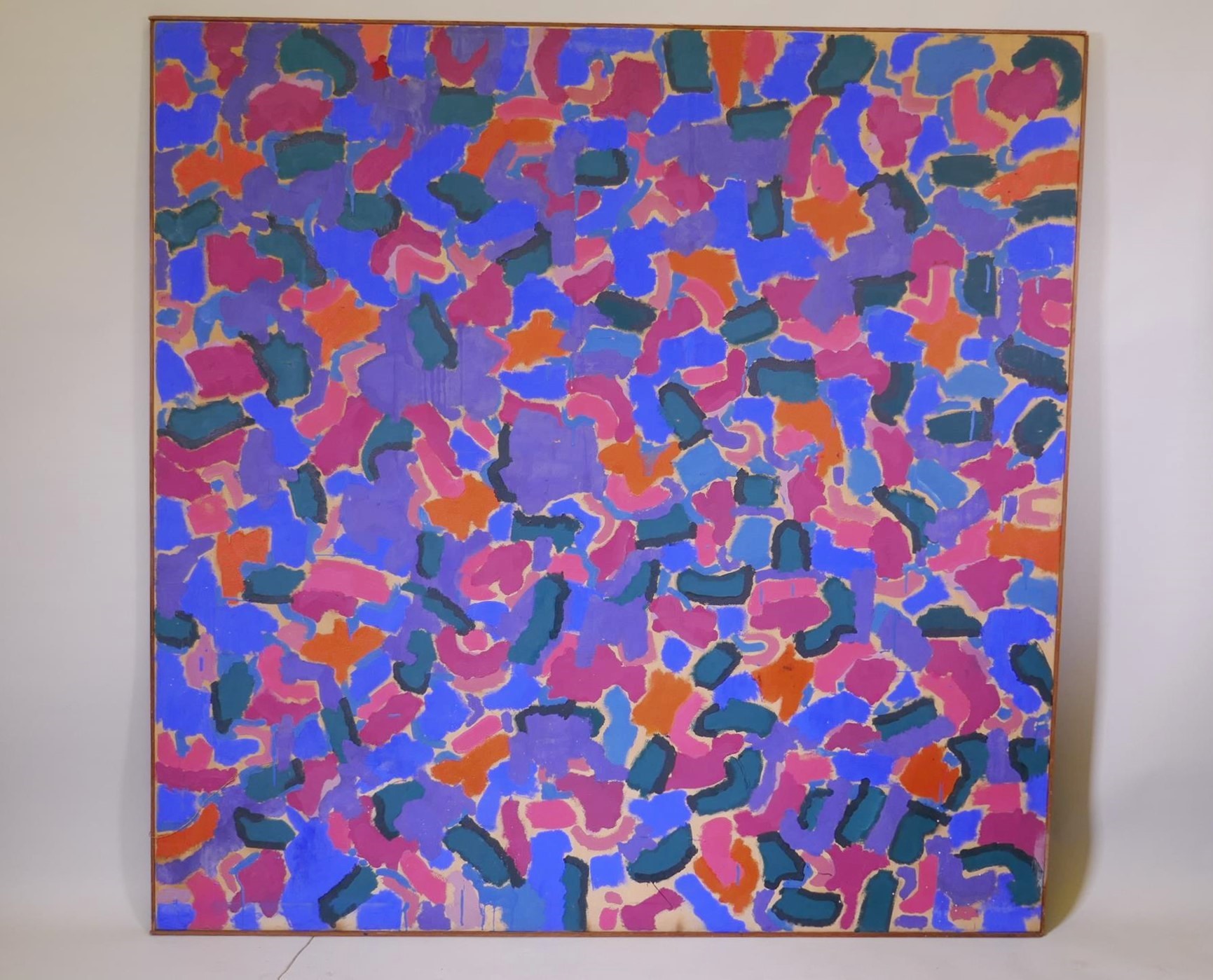 Abstract painting, unsigned, 1960/70, stretcher inscribed Downes, oil on canvas, 61" x 61"