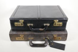 A vintage Coach leatherware briefcase, and another similar, AF, 19" x 13½" x 13½"