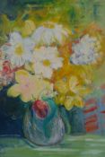 Michelle Carlton Smith, colourist style still life of flowers, signed with a squiggle, unframed, oil