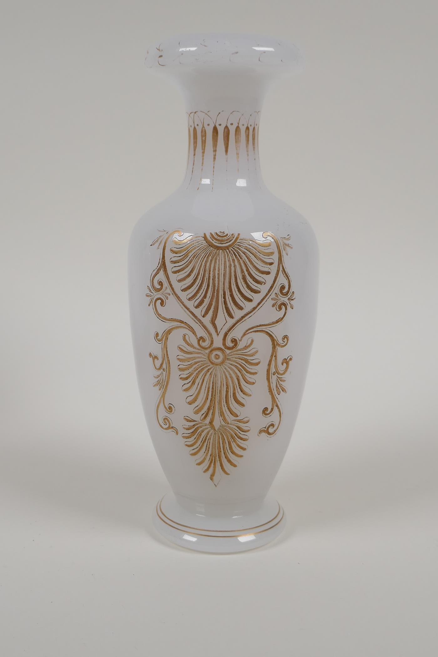 A pair of C19th Richardson Opaline glass vases with classical Grecian decoration and gilt - Image 13 of 18